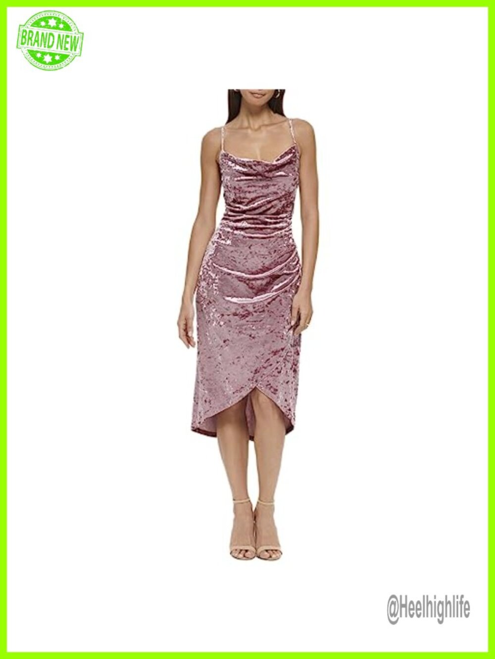 Velvet Cowl Neck Slip Dress Long Sleeve Semi Formal Above Knee